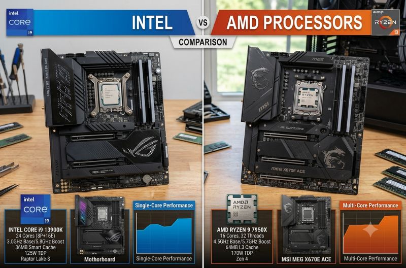 what is intel vs amd processors compared